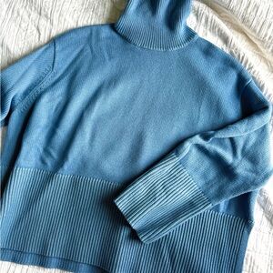 Toteme Signature Wool Knit Trapeze Sweater in Blue